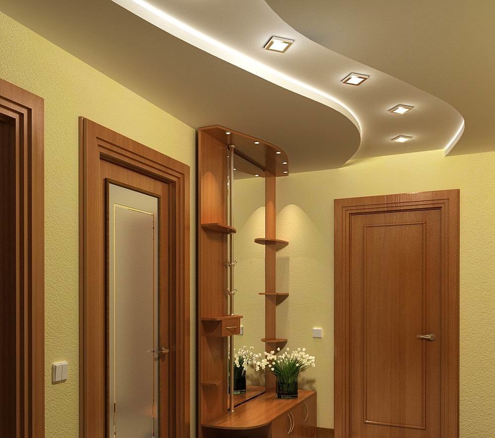 Двухуровневый потолок в коридоре Двухуровневый потолок в коридоре