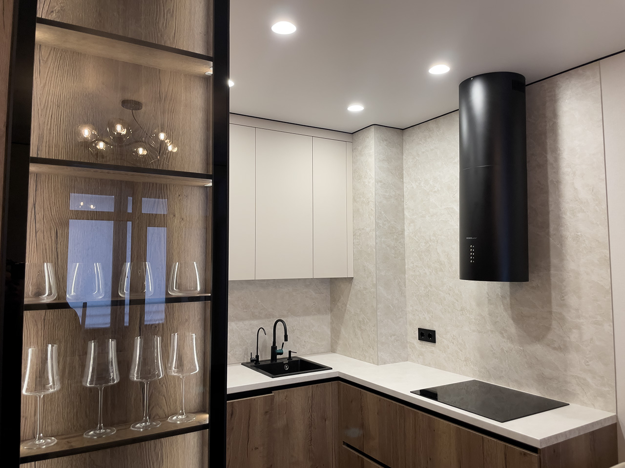 П-образная кухня Дуб Галифакс табак / Кашемир