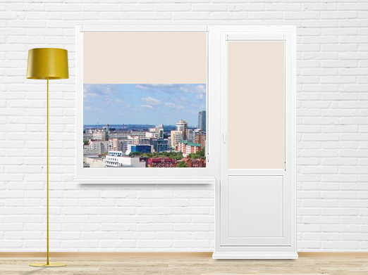 Однотонные рулонные шторы на балконный блок