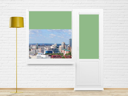 Однотонные рулонные шторы на балконный блок