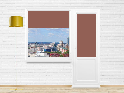 Однотонные рулонные шторы на балконный блок