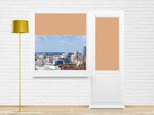 Однотонные рулонные шторы на балконный блок