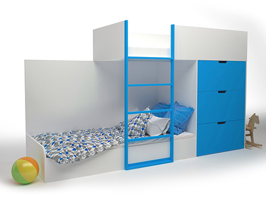 Кровать двухэтажная с комодом