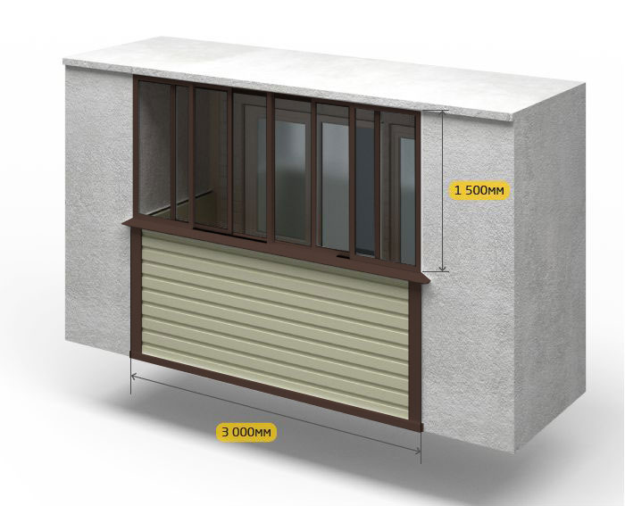 Лоджия 3 метра коричневый алюминий