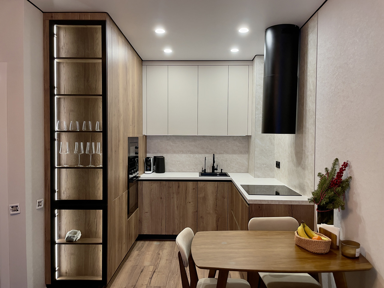 П-образная кухня Дуб Галифакс табак / Кашемир